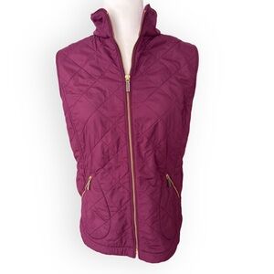 Talbots Quilted Fleece Lined Vest Mulberry Size M
